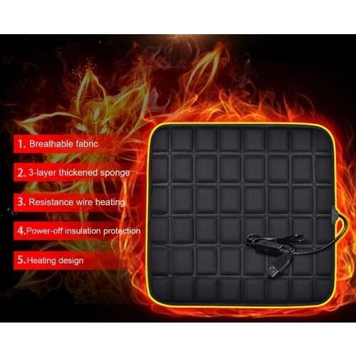Car Heating Cushion Comfortable Seat Warmer With USB Cigarette Cable Fast-heating Electric Winter Warm Temperature Adjustable