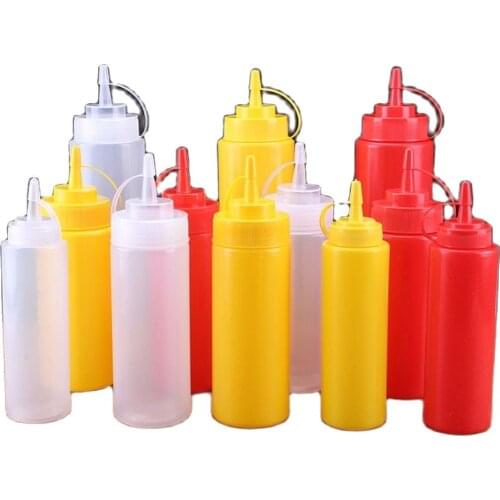 Sauce Vinegar Oil Ketchup Gravy Cruet Salad Kitchen Accessories Storage Plastic Condiment Dispenser 8oz 12oz 24oz Squeeze Bottle