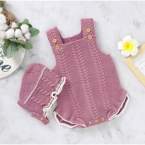 Baby Bodysuits Fashion Ruffle Toddler Newborn Girls Tops One Piece Overall Solid Knitted Infant Summer Clothing Sleeveless 0-18M