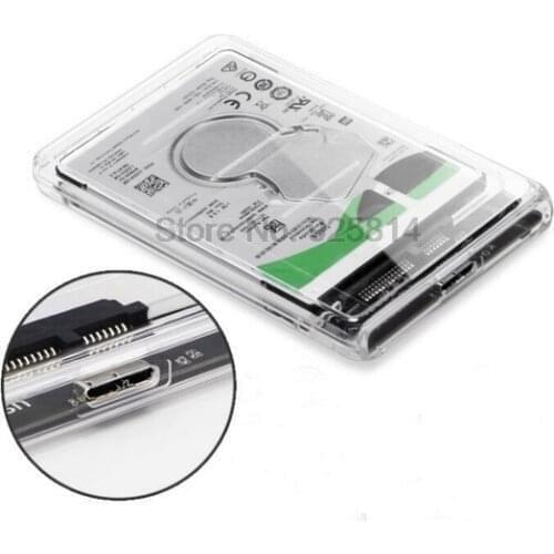 By dhl 50pcs 2.5" USB 3.0 SATA Hd Box HDD Hard Disk Drive External HDD Enclosure Transparent Case Tool Support 2TB UASP Protocol