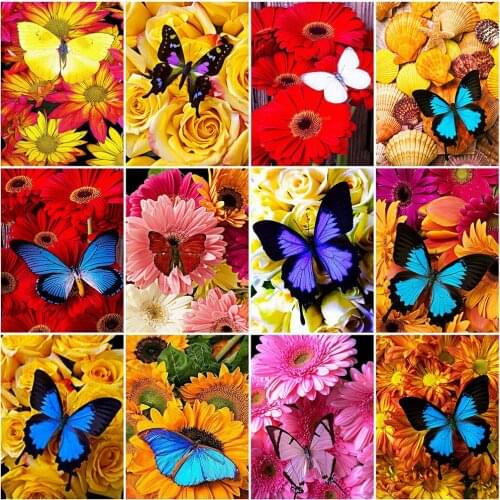 Evershine Diamond Embroidery Flower And Butterfly Diamond Painting Full Square Rhinestone Picture Cross Stitch Crafts Home Decor