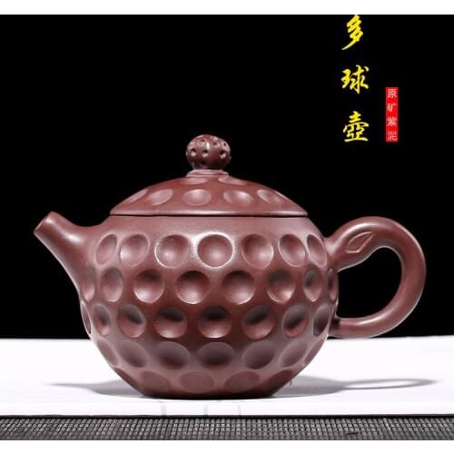 Purple clay pot raw mine purple clay Cao Zhigang pure hand-made multi-ball pot teaware gift box one substitute