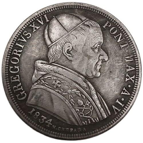 Italy 1834 Commemorative Coin Baiocchi - Gregory XVI Souvenirs Coin Collection Home Decoration Crafts Ornaments Gift