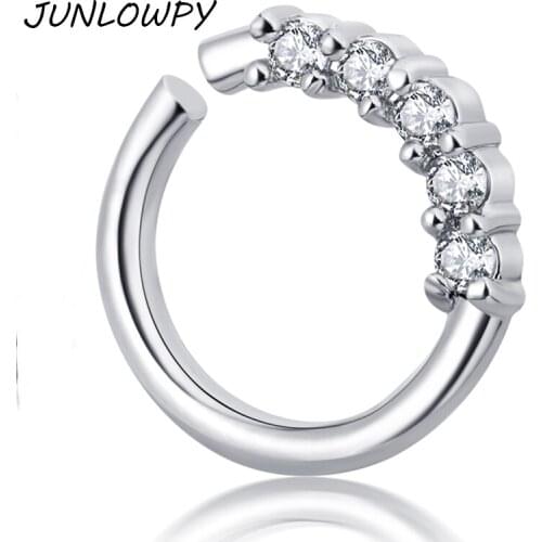 JUNLOWPY CZ Septum Clicker Nose Ear Ring Captive Hinged Segment Piercing Helix Tragus Earring Body Jewelry Helix Bar