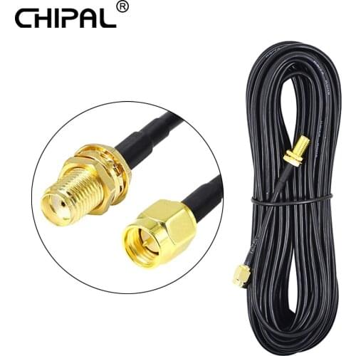 CHIPAL 9M 8M 6M RG174 Cable SMA Male to Female Copper Extension Feeder Wire for Coaxial WiFi Network Card Bridge Router Antenna