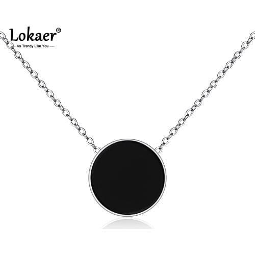 Lokaer Black Acrylic Stainless Steel Statement Short Chokers Necklaces Pendant Clavicle Chain Rose Gold Fashion Jewelry N17057