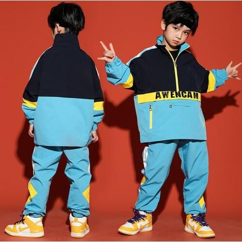 ChildrenS Hip Hop Suit Boys Handsome Windbreaker Suit Kids Jazz Dance Performance Costumes Girls Street Dance Clothing DWY4992