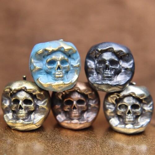 Skull Head Poison Apple Round Brass Knife Beads Lanyard Pendant EDC Outdoor Tool DIY Paracord Bracelets Accessories Metal Charms