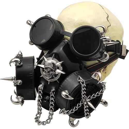Steampunk Mask with Goggles Men Masquerade Skeletal Skull Mask Cosplay