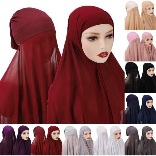 Muslim Women Bonnet Chiffon Shawl Head Scarf Underscarf Islam Inner Scarf Headband Stretch Hijab Cover Headwrap Turbante New