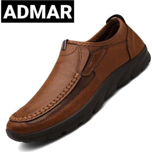 ADMAR Men Casual Shoes Brand Fashion Mens Loafers Moccasins Breathable Slip on Retro Driving Shoes Men Sneakers Plus Size 39-48