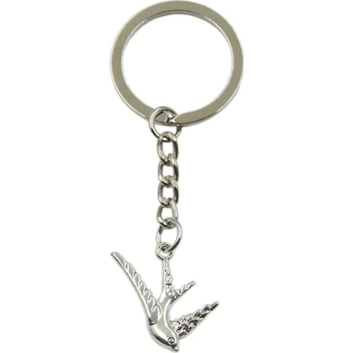 New Hot Men Key Ring Metal Key Chain Keychain Gift Jewelry Silver Color Flying Swallow Bird Pendant Great Promotion