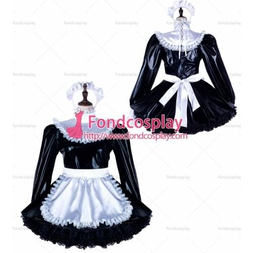 Sissy maid Elastic pvc dress lockable Uniform cosplay costume Tailor-made[G2348]