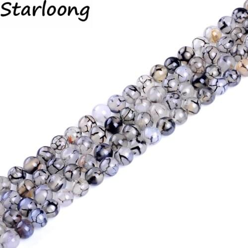 Wholesale Natural Stone Beads Jewelry Making Black White Texture Agata Chalcedony loose Beads Diy Bracelet Necklace 6/8/10/12mm