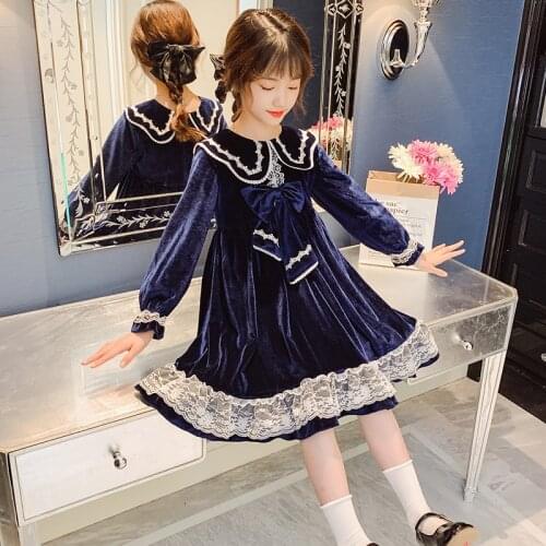 Girls Dress Kids Autumn Bow Princess Dress Elegant Childrens Clothing Fashion Teen Girl Long Sleeve Evening Party Dresses 4-14Y