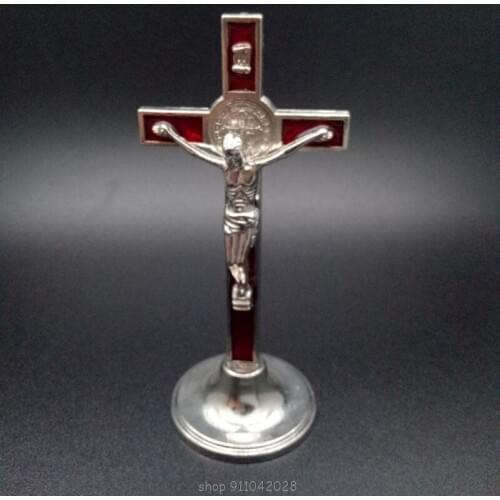 Cross Crucifix Stand Christ Catholic Jesus Statue Figurine Religious Church Decoration Car Home Chapel Decor N24 20 Dropship