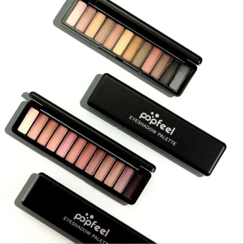 POPFEEL Pro 12 Colors Eyeshadow Makeup Palette - Shimmer Matte Pigmented Blendable Diamond Nudes Natural Eye Shadow Pallet Kit