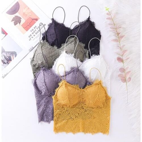 Sexy Women Underwear Vest Crop Women Ladies Lace Wireless Bra Lingerie Sexy V-Neck Underwear Female Bra