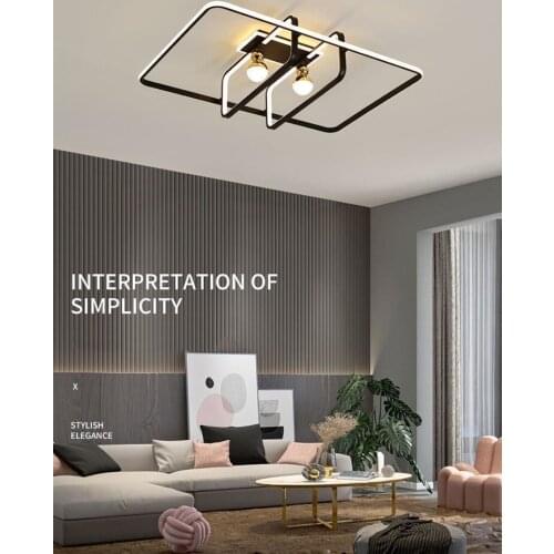 Modern Aluminium Dimming Ceiling Chandelier Lamp Square LED Ceiling Lights Fixtures Lustre Plafonnier with Remote for Home Decor