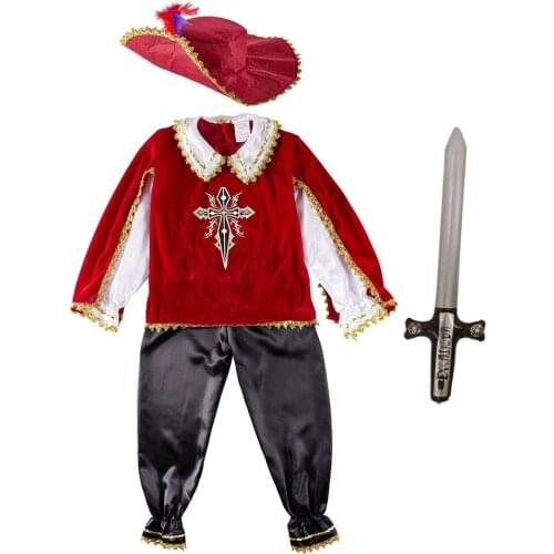 Umorden Boys Medieval Musketeer Costumes Child Kids Greek Roman Warrior Knight Costume Halloween Carnival Purim Fancy Dress
