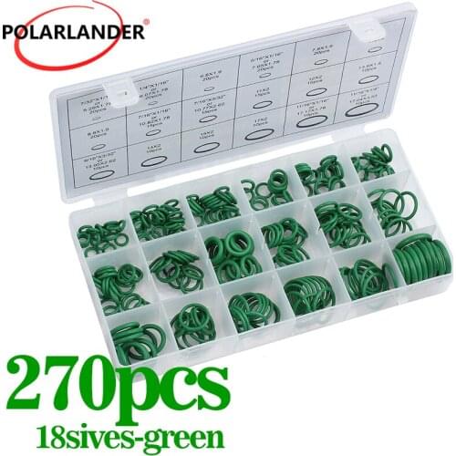270pcs O-ring Green Compressor Free Shipping Seal Gasket Set Car Air Conditioning Rubber Washer Seals Car Styling