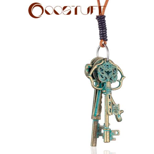 Vintage Antique Key Long Rope Chain Necklace Simple Womens Jewelry Female Suspension Decoration Unusual Thing Accessories Gifts