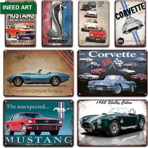 Vintage Decorative Auto Car Metal Poster Tin Sign Retro Garage Wall Stickers Man Cave Wall Plate Home Decor
