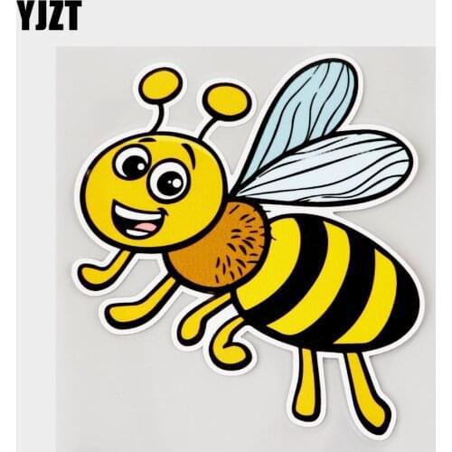 YJZT 12.3CM×13.7CM Cartoon Funny Bee Insect Car Sticker PVC Decal 11C-0084