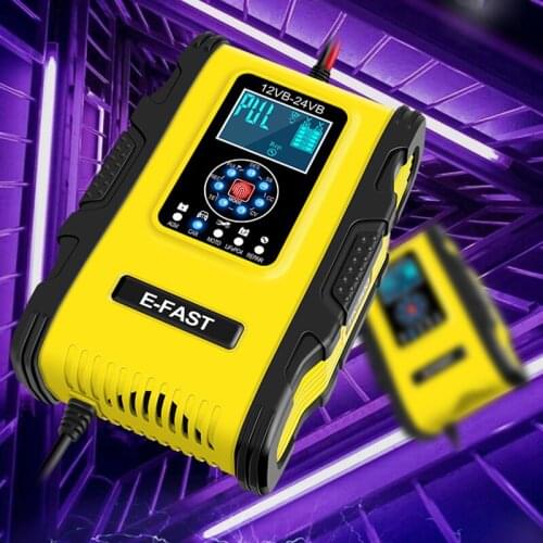 Car Battery Charger 12/24V 12A 7-stage Pulse Repair Battery Charger For Car Motorcycle Lead Acid Battery Agm Gel Wet