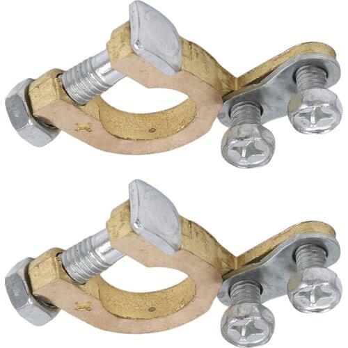 1 Pair Car Battery Clamp Positive & Negative Battery Copper Terminal Clamp Corrosion Resistance Universal For Car Truck Trailer