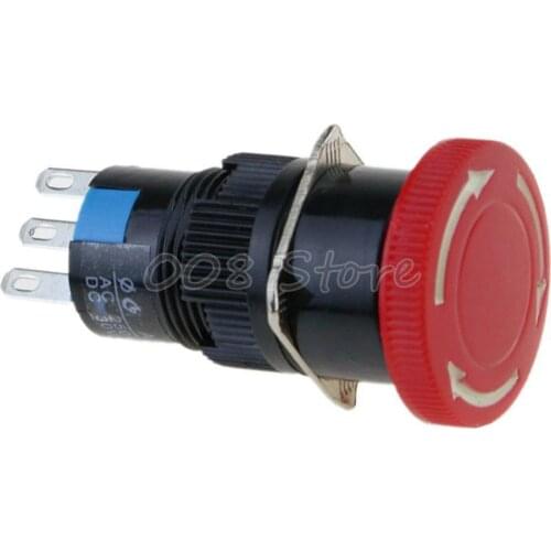 1pcs Red Mushroom DC 30V 5A AC 250V 3A Emergency Stop Push Button Switch