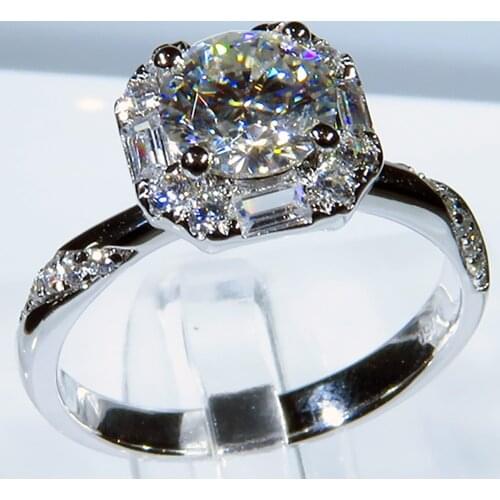 18K Au750 White Gold Women Ring Moissanite Diamonds 1 2 3 4 5 Carat Round Square Wedding Party Engagement Anniversary Ring