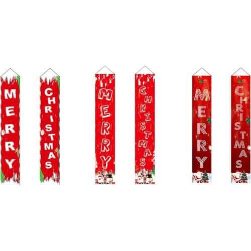 2x Christmas Banner Welcome Merry Christmas Polyester Door Porch