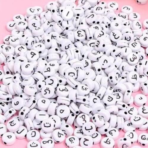 200-500Pcs 7mm Mixed Arabic Letter Acrylic Round Beads Alphabet Spacer Beads For Jewelry Making Diy Bracelet Necklace Wholesale