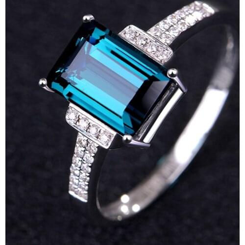 2021 Square Aquamarine Promise ring 925 Sterling silver Engagement Wedding Band Rings for women Bridal Party Jewelry Gift