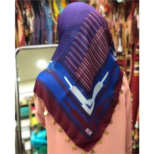 2021 Summer Fashion Women Muslim Clothing Islamic Hijab Local Square Edge Embroidered Writing Head cover