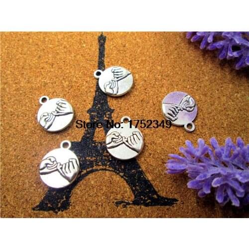75pcs-- Pinky Promise charms, Antique silver Pinky Swear charm pendants, Hand Pendant, Best Friend, Supplies 18x14mm