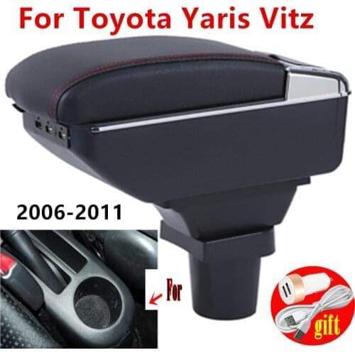 Car Arm Rest Storage Box For Toyota Yaris Vitz 1998-2011 Hatchback Centre Console Storage Box Rotatable Armrest
