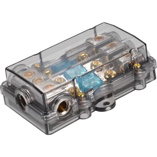 Uxcell 4/8 Gauge in Line Mini ANL 1 in 3 Fuse Holder Distribution Block with 60A Fuses for Car Stereo and Audio