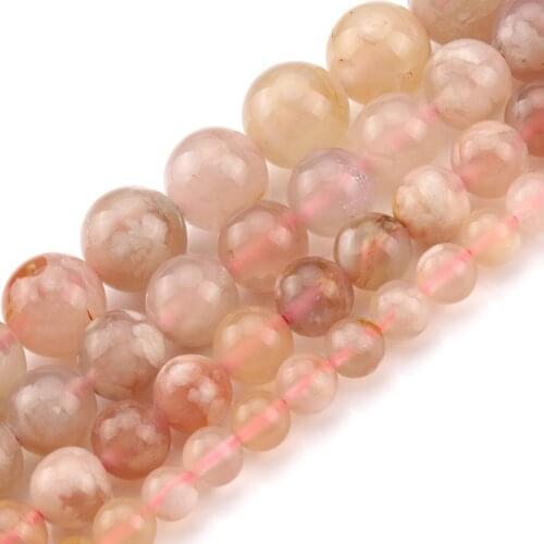 AA Natural Pink Cherry Agates Stone Spacer Beads Madagascar Jades Beads for Jewelry Making DIY Bracelets 6/8/10mm