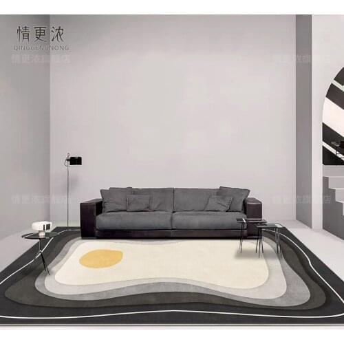 Black and Gray Living Room Large Area Carpet Sofa Coffee Table Cushion Bedroom and Household Full Shop