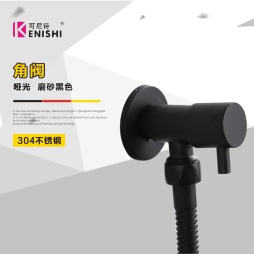 Stainless steel black angle valve for Kitchen bathroom toilet Cold and hot water stop valve