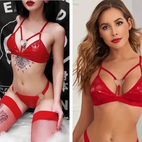 Erotic Underwear Ladies Satin Panties Red Corset Thong Set Bras for Women Sexy Bra Set Hollow Out Sexy Briefs Sex Corset Sexi