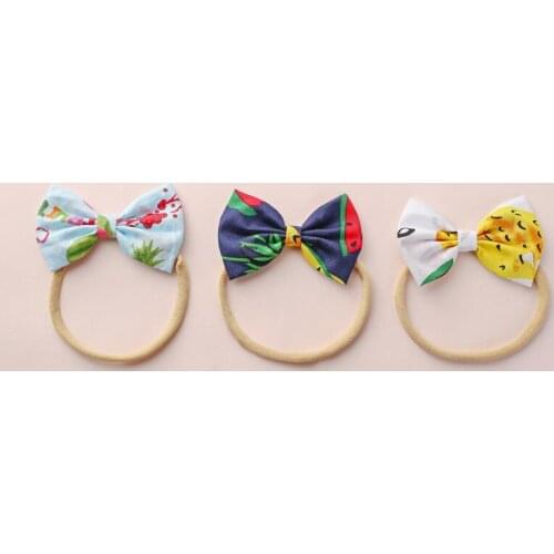 6pcs/lot Lowest Price Flowers Prints Cotton Nylon Hairbands Toddler Baby Girls Stretchy Elastic Nylon Headbands Knots Head Wraps