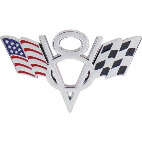 Chrome Red American flag V8 V 8 for Fender Trunk Emblem Badge Sticker