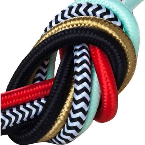 2m 3m 5m or 10m VDE Certified 2 Core Round Textile Electrical Wire Colorful Fabric Cable Flexible Vintage Lamp Power Cord