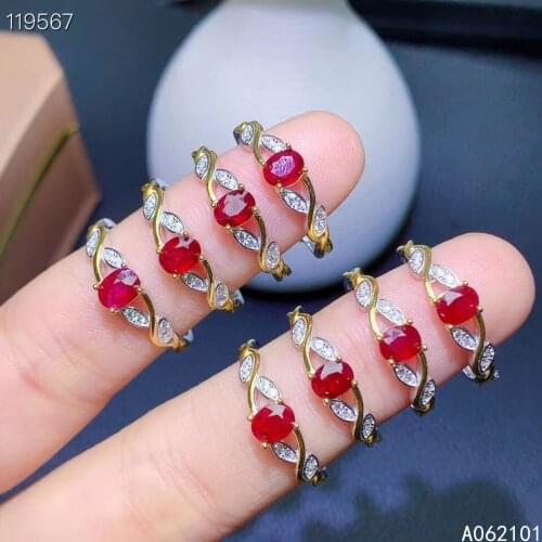 KJJEAXCMY fine jewelry S925 sterling silver inlaid natural ruby new girl exquisite ring support test Chinese style with box