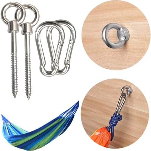 Hammock Suspension Set Hanging Chair Heavy-duty Eye Hook Ring Wood Screw Spring Hook Outdoor Hanging Chair Swing Accessories