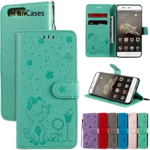 Red Cellular Phone Cases For ajax Huawei P10 Cartoon Carcasas Cover sFor Huawei P10 Ajax armor PU Leather Flip Book Pouch Wallet