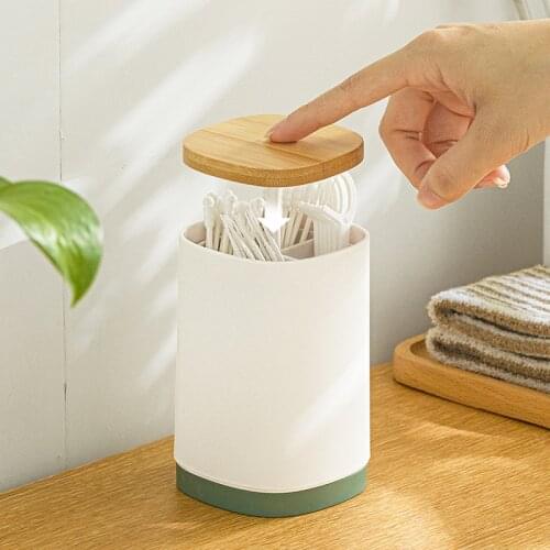 Creative Japanese-style Automatic Push-type Toothpick Box Cotton Swabs Dental Floss Storage Toothpick Jar Divided Grid